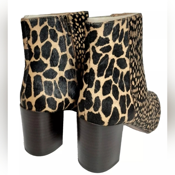 Madewell Women's Ankle Boots Size 7M Spot Mix Calf Hair Toffee Multi-Color NIB - Picture 6 of 10